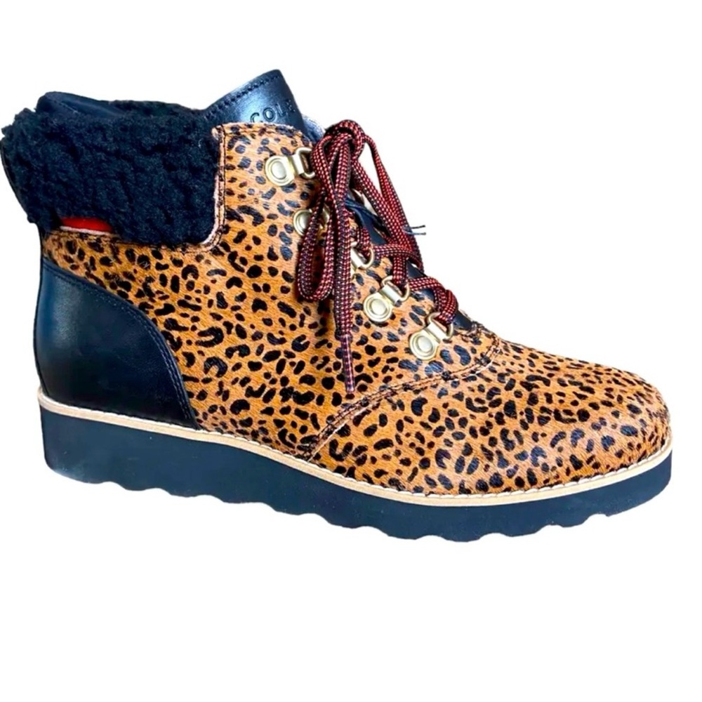 Cole Haan Leopard Print Lace Up Boots